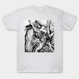 Lung Drawing Textile Patter Pen and Ink T-Shirt